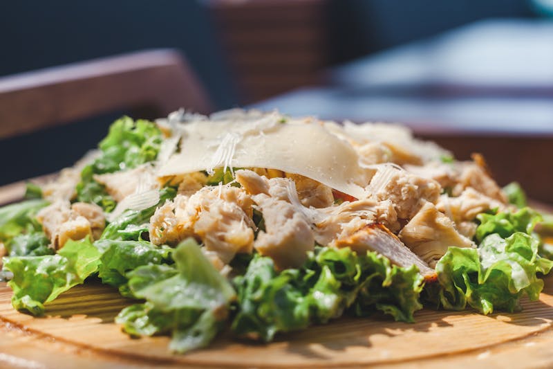 Classic Caesar salad with parmesan and croutons